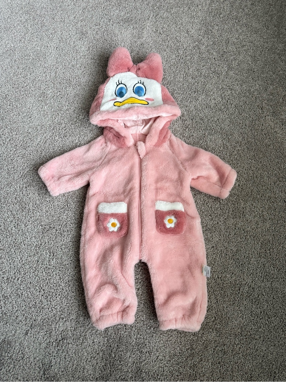 Pink Daisy Hooded Baby One-Piece Romper